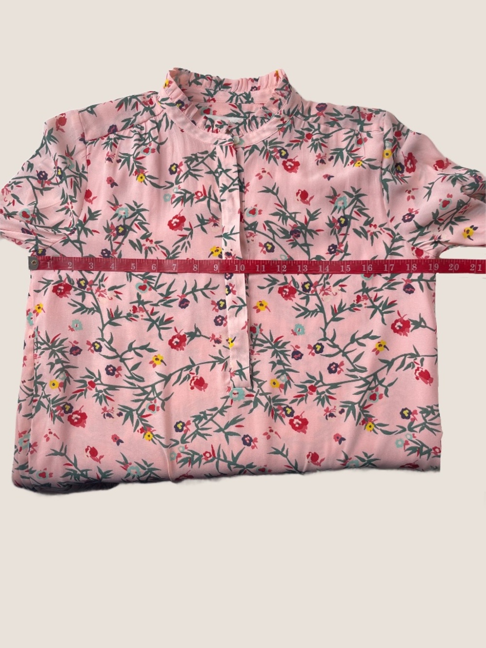 LOFT Pink Floral Ruffled Neck Shift Dress Flounce Hem XS - Picture 6 of 9